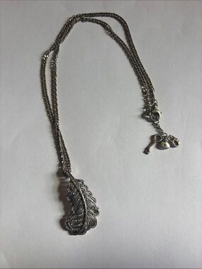 Fossil Silver Feather Pendant Necklace - Elegant Women's Jewelry